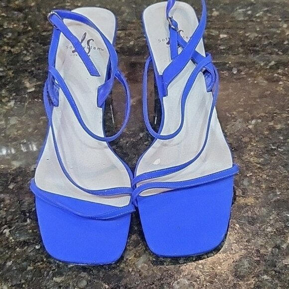 Life Stride Sandals Womens 8.5 M Ankle Strappy Blue Faux Leather - Picture 1 of 6